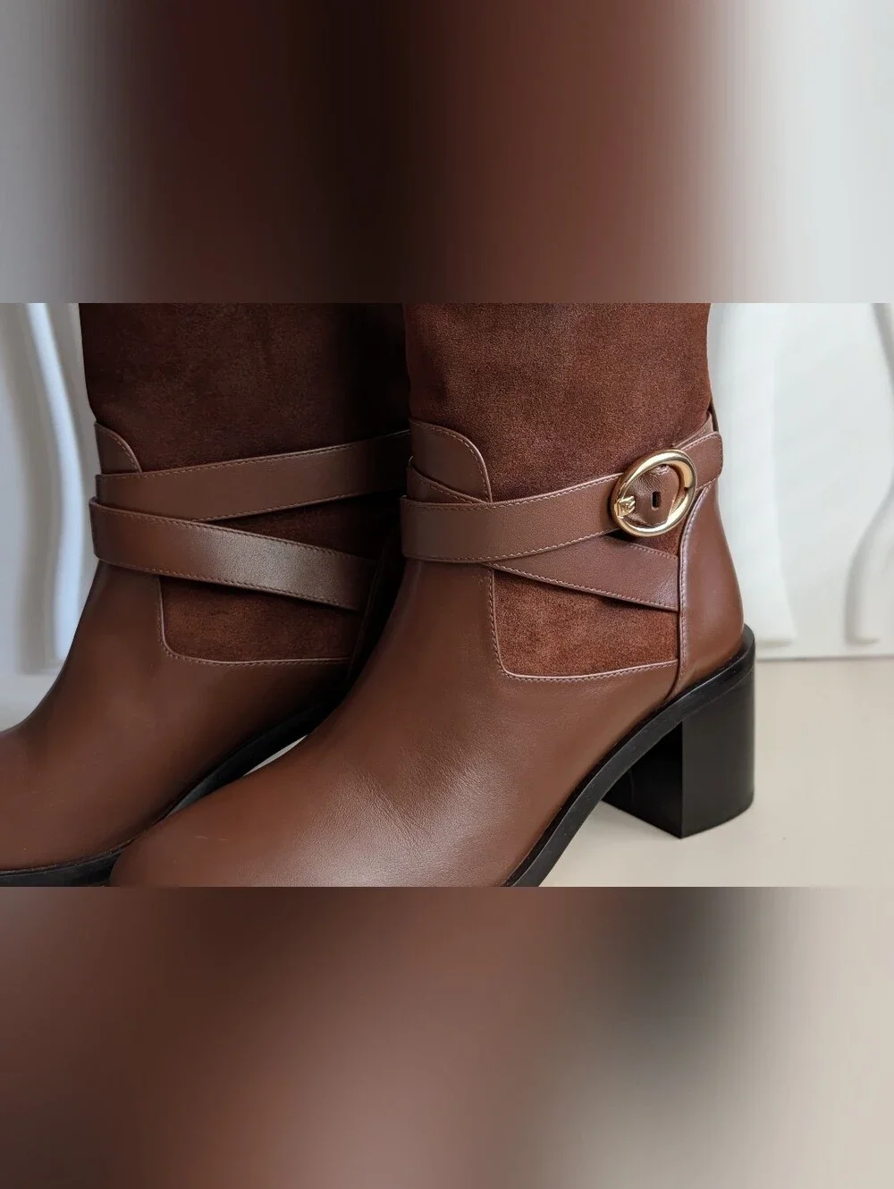 Stuart Weitzman Benni Riding Boot 55 Deep Coffee Suede Leather NWT 8